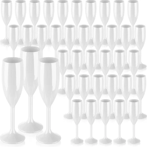 Vista 10 de Domensi 40 copas de champán a granel de 6 onzas, copas de vino de acrílico de Navidad, copas de vino para tostar, copas de champán de plástico