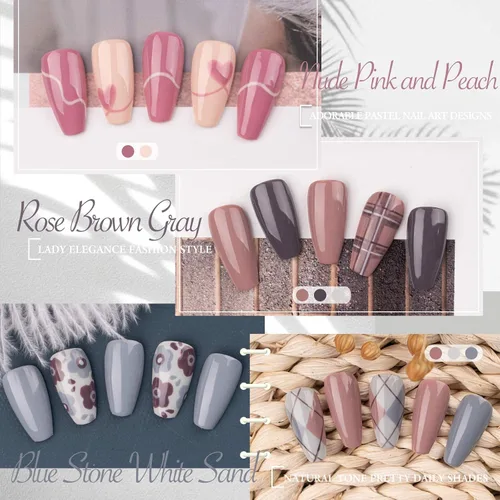 Vista 5 de Gellen Kit de esmalte de uñas en gel, 6 colores grises Nude, diseño popular de arte de uñas, pasteles clásicos, tonos naturales, esmalte de gel