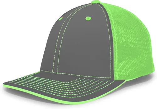 Vista 28 de Pacific Headwear Gorra unisex Pacific Headwear Trucker Flexfit® para adultos Grafito/Negro/Negro