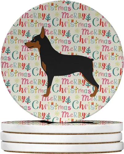 Vista 23 de AIDI Atlas Mountain Dog Merry Christmas - Posavasos grandes de piedra arenisca, paquete de 4