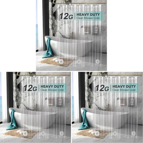 Vista 10 de AmazerBath Cortina de ducha resistente para cabina de 12 calibre, 36 x 72 pulgadas de plástico transparente con peso, con 2 piedras pesadas y 6