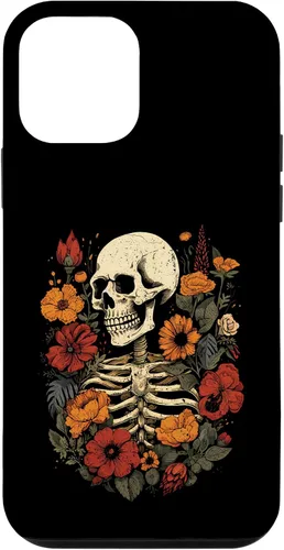 Vista 12 de iPhone 14 esqueleto floral calavera Halloween flores genial diseño gráfico