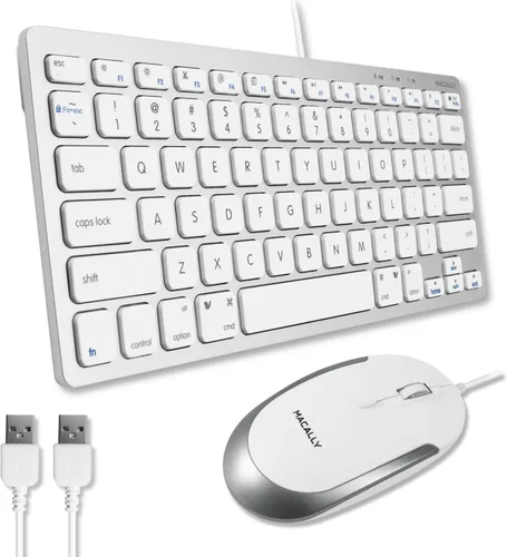 Vista 10 de Macally Mini teclado con cable y un ratón con cable silencioso, combina perfectamente con MacBook gris espacial