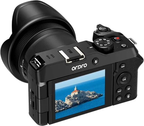 Vista 5 de Ordro Cámara digital D130 5K para fotografía Cámara de vlogging de enfoque automático de 56 MP Cámara digital con zoom de 18X Pantalla