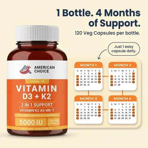 Vista 8 de Vitamina D3 5000 UI – Apoyo mejorado para huesos, corazón e inmunitarios – Apoya la absorción de calcio, fórmula limpia y confiable
