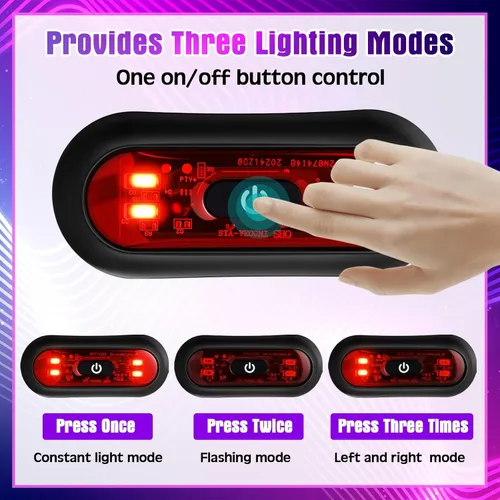 Vista 3 de Tujoe Juego de 2 luces LED rojas para casco trasero de motocicleta, luces traseras recargables para casco de advertencia de seguridad con cable USB