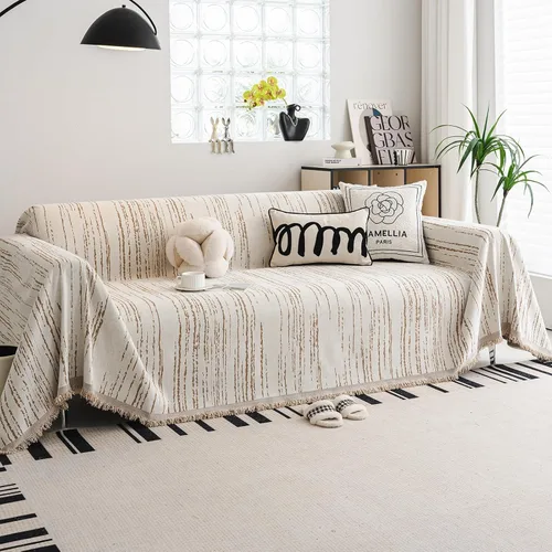 Vista 20 de WEYOND Funda de Sofá Boho de Chenilla con Borlas, Funda de Sofá Bohemia para Sofá de 1 Cojín, Sillón, Silla, 1 Plaza (71" x 91", Negro)