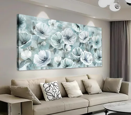 Vista 6 de Yearainn Lienzo decorativo para pared, diseño floral índigo, en frasco, botella de flores botánicas, 20 x 40 pulgadas, decoración de pared para sala