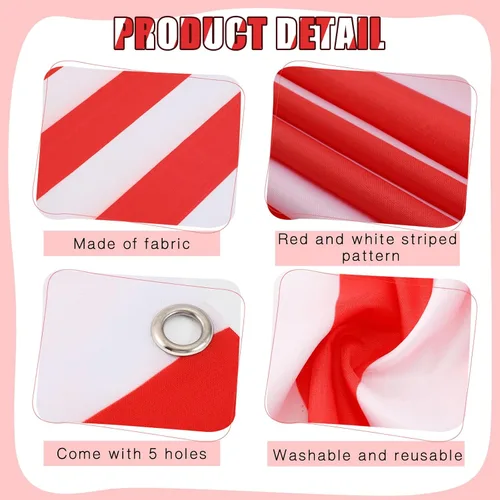Vista 4 de Preboun 6 piezas de carpa de carnaval de circo, decoraciones de fiesta, pancarta colgante a rayas rojas y blancas con bandera triangular