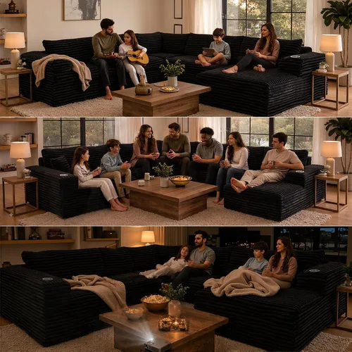Vista 7 de Sofás seccionales de nube de gran tamaño para sala de estar, sofá modular de 7 plazas en forma de U de 122 pulgadas con diván, asiento profundo