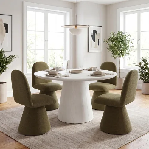 Vista 8 de DUOMAY Juego de 2 sillas de comedor giratorias de 360°, modernas de mediados de siglo, tapizadas con respaldo alto, base giratoria silenciosa, silla