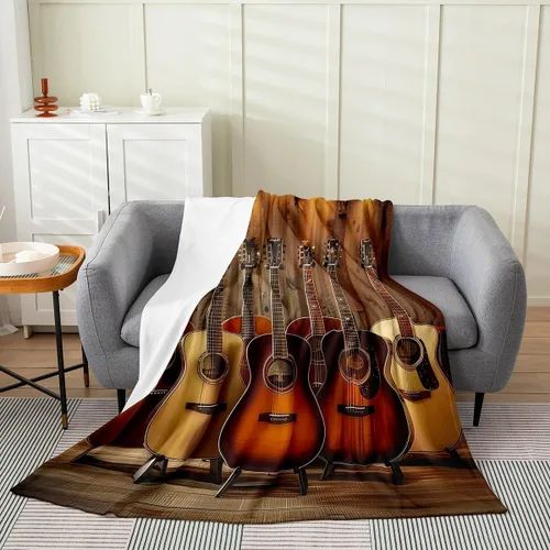Vista 27 de Castle Fairy Manta de forro polar con botas de vaquero, manta de guitarra musical bohemia para niños y niños, manta de vaquera rústica occidental