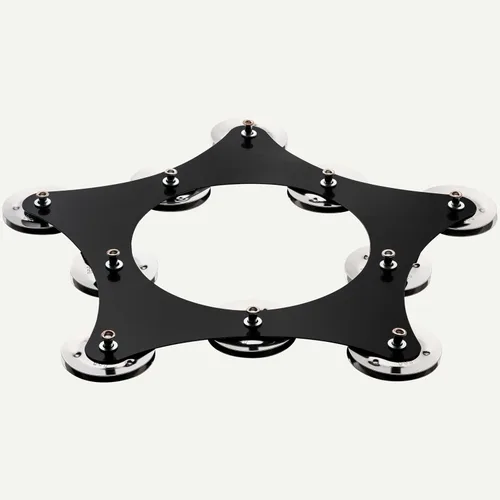 Vista 9 de Pandereta Super Flex Hihat de efecto de cascabeles con 10 pares de sonajas de acero inoxidable — NO FABRICADA EN CHINA — Marco delgado flexible