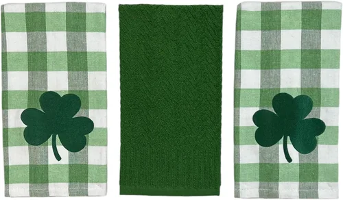 Vista 19 de Serafina Home Toallas de cocina de mano para invitados de baño irlandeses del día de San Patricio: suave y absorbente bordado, diseño de trébol