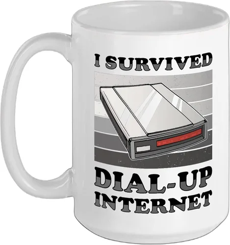 Vista 14 de 90s Nostalgia Retro 90s Dial Up Internet Vintage Ceramic Mug, Black/White, 11oz