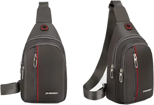 Vista 2 de Bolso cruzado pequeño para el pecho, hombro, bolsa de viaje, mochila casual para hombres y mujeres con agujero para auriculares, resistente al agua