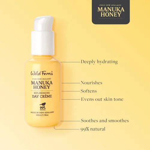 Vista 4 de Wild Ferns Crema de día reabastecedora de miel de Manuka, 99% natural, 3.4 fl oz