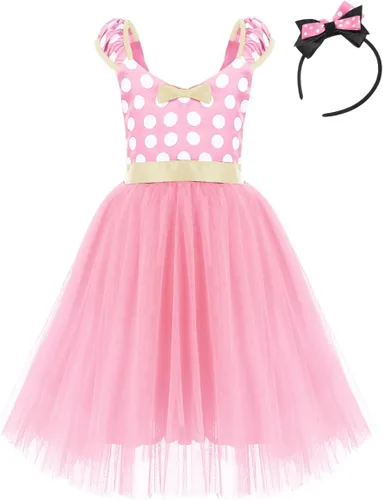 Vista 51 de IWEMEK - Maillot de ballet con diadema para niña con lunares, disfraz con diadema, leotardo