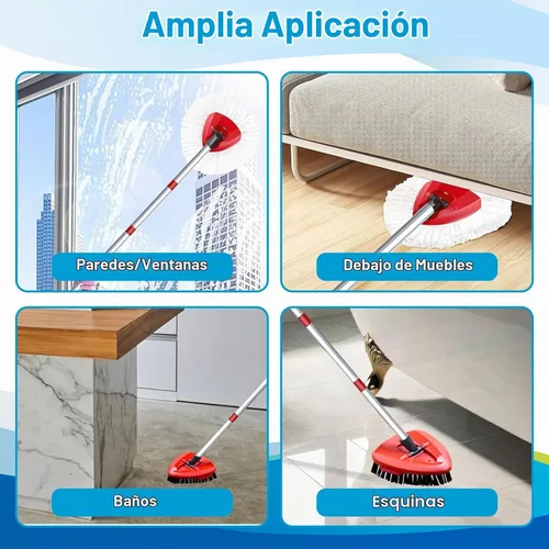 Vista 8 de Cabezal de trapeador giratorio y cepillo de repuesto para O Cedar EasyWring 1 tanque, color blanco