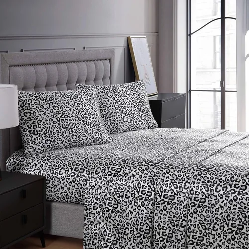 Vista 10 de Beatrice Home Fashions Juego de sábanas Queen de satén 100% poliéster Leopardo
