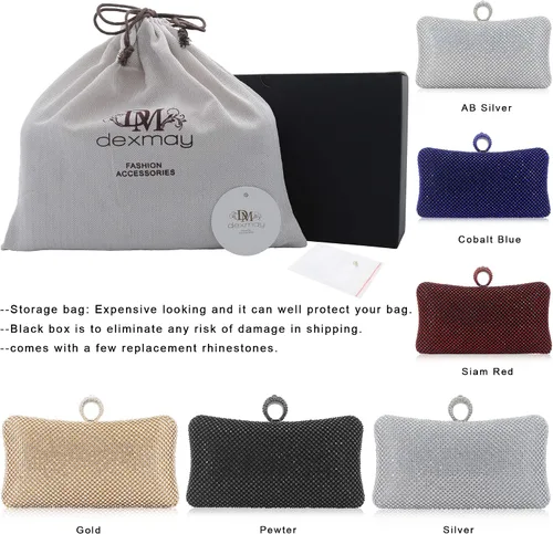 Vista 7 de Dexmay - Bolso de mano con diamantes de imitación y cierre de cristal, para fiesta nupcial de boda