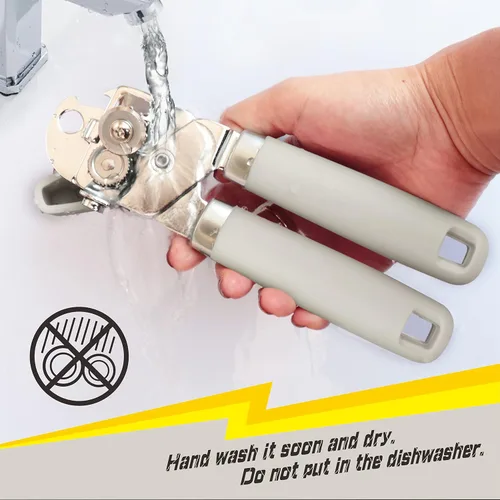 Vista 6 de PrinChef Abrelatas manual, abridor de botellas de lata con imán, sin problemas, elevación de la tapa, abrelatas de mano borde liso con hoja afilada