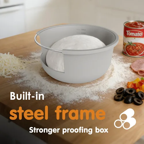 Vista 4 de 3 recipientes apilables de silicona para prueba de masa de pizza con tapas, caja a prueba de masa de pizza de 23.7 fl oz para la cocina del hogar