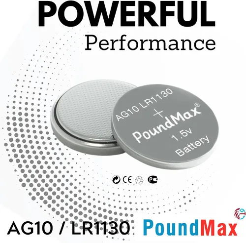 Vista 5 de PoundMax AG10 LR1130 Baterías 1.5 Batería de Botón Alcalino Paquete Combo - 10