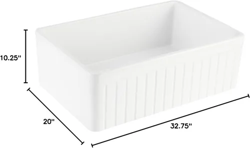 Vista 6 de Signature Hardware 447394 Curington - Fregadero de cocina de arcilla refractaria de 33 pulgadas, color blanco