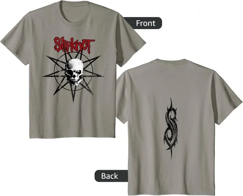Vista 15 de Slipknot Skull playera Estrella, hombre 2XL, Jaspeado oscuro Asfalto