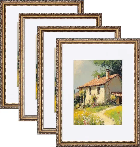 Vista 36 de eletecpro 8x10 Vintage Picture Frame, Glass Cover, Gold, 4-Pack Dorado
