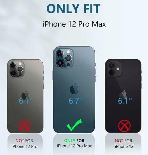 Vista 2 de FNTCASE Funda para iPhone 12 Pro Max: [Protector de pantalla y soporte integrados] [Protección contra caídas de grado militar] Funda de teléfono