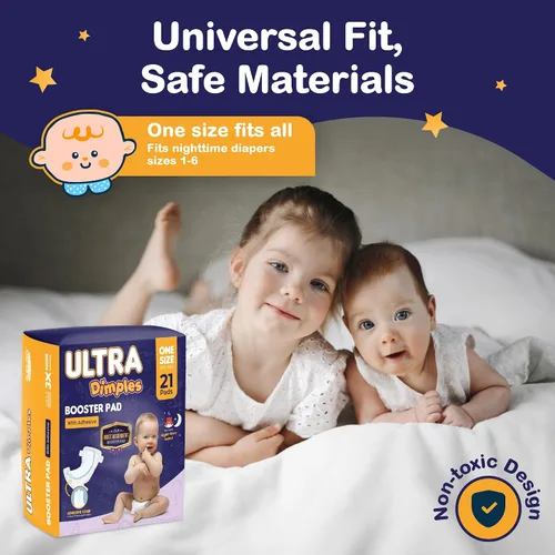 Vista 6 de Dimples Booster Pads, insertos para doblar pañales para bebé con adhesivo, 1 tamaño para todos los pañales, aumenta la absorción, no más fugas