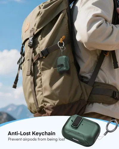 Vista 7 de Maxjoy Funda protectora para AirPods Pro 3 con kit de limpieza, funda rígida militar con bloqueo que absorbe los golpes, azul oscuro