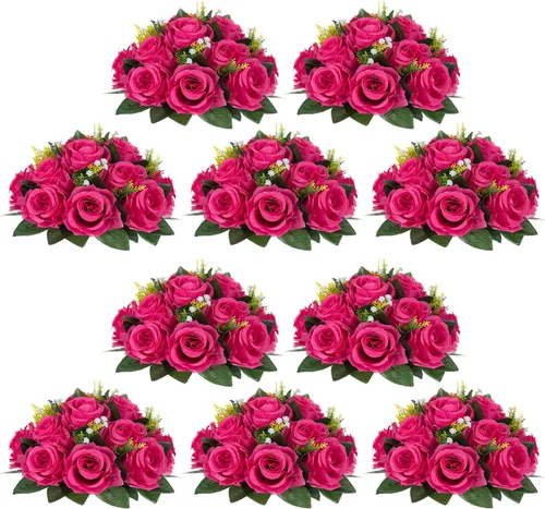 Vista 51 de NUPTIO Rosas Artificiales Negras Flores: Ramo de Flores Falsas Decoraciones de Halloween - 15 Cabezas Centros de Mesa de Rosas Artificiales con Base