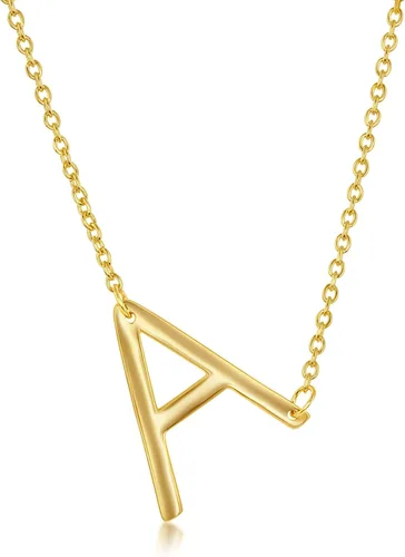 Vista 21 de Dainty Sideways Initial Necklace for Women – Sterling Silver or 14K Gold Plated 20mm Alphabet Letter Pendant