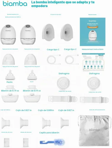 Vista 9 de Pump Pro - Extractor de leche portátil manos libres, bombas de lactancia materna portátiles de 6.1 fl oz con control de aplicación, sacaleches