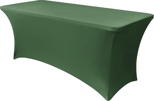 Vista 89 de Obstal Funda de mesa de elastano elástica de 4 pies para mesas plegables estándar, paquete de 2 manteles rectangulares universales ajustables