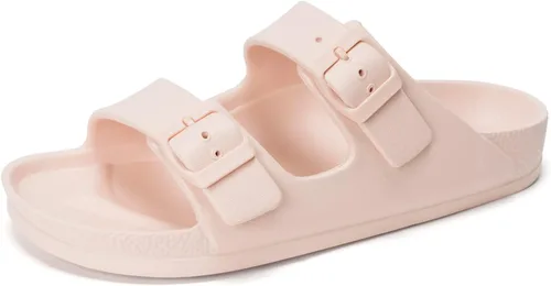 Vista 12 de FUNKYMONKEY - Sandalias bajas cómodas para mujer, hechas de etilvinilacetato, ajustables con hebilla doble