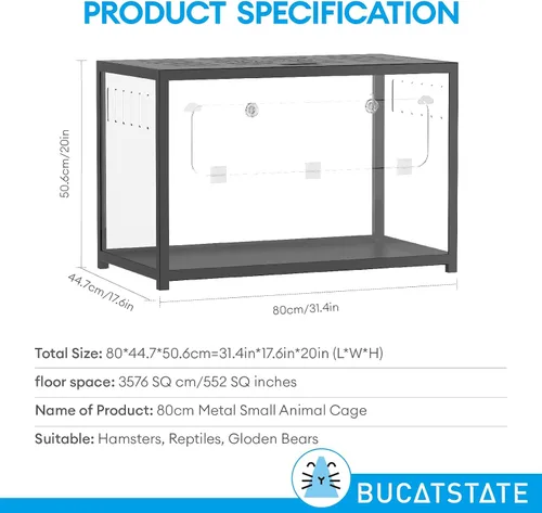 Vista 2 de BUCATSTATE Jaula de hámster de metal 2.0 – Hábitats para animales pequeños grandes apilables con acceso superior, fácil de ensamblar