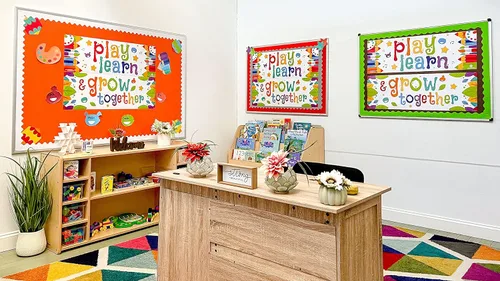 Vista 2 de Sproutbrite Carteles educativos de juego y aprendizaje de 13.5 x 39 pulgadas, 2 carteles de profesores, carteles motivacionales para el aula
