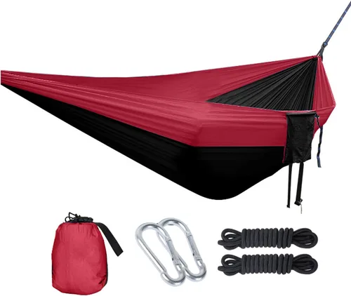 Vista 30 de Hamaca doble ajustable de capacidad de 550 libras con soporte de acero resistente de 10 pies, incluye funda de transporte portátil, fácil de Azul