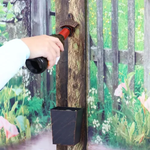 Vista 3 de Abridor de botellas de cerveza de hierro fundido de cobre antiguo montado en la pared de soda botella superior con tapa colector estrecho para mesa