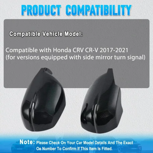 Vista 4 de Carcasa para espejo retrovisor, cubierta de espejo retrovisor lateral, tapa de cubierta de espejo retrovisor exterior, compatible con Honda CRV CR-V