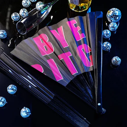 Vista 7 de Amyhill Paquete de 2 ventiladores chinos Rave icónicos grandes plegables para festivales con voz para hombres y mujeres, actuaciones de fiesta