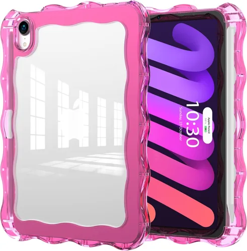 Vista 11 de Funda para iPad mini 7 (A17 Pro) generación 2024 de 8.3 pulgadas, 6ª generación 2021 de 8.3 pulgadas, TPU duradero con borde ondulado, policarbonato