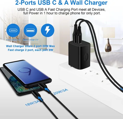 Vista 3 de Samsung - Cargador de teléfono Android de carga rápida para Galaxy A17 A16 S25 Ultra S24 A15 A13 A14 5G A53 S22 FE S21 A25 A23, enchufe de cargador