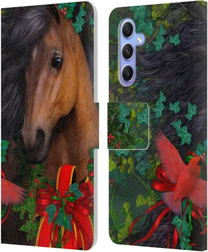 Vista 24 de Head Case Designs Officially Licensed Laurie Prindle A Morgan Christmas Western Stallion Leather Wallet Case Compatible with Samsung Galaxy A07 4G