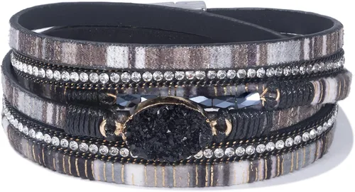 Vista 169 de FANCY SHINY - Pulsera de cuero estilo bohemio, pulsera de cuentas de cristal con cierre magnético, regalos de joyería para mujer