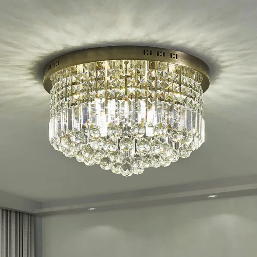Vista 14 de Saint Mossi - Lámpara de araña de cristal K9 moderna de 9 luces, montaje empotrado, perfecto para comedor, baño, dormitorio, base de bombilla E12